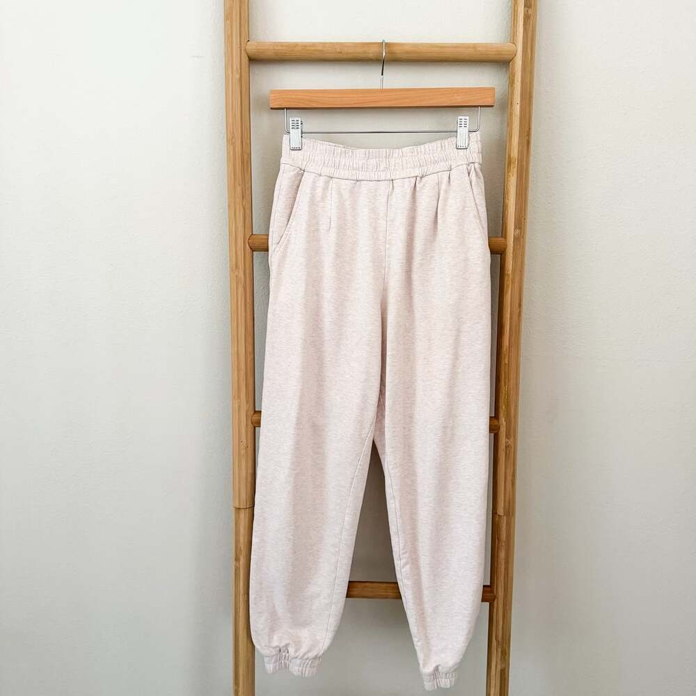 Varley Women’s Small Beige Jogger Sweatpants Cotton Blend Elastic Waist Pockets